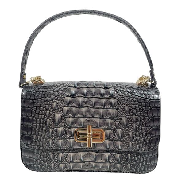 Brahmin Rosalie Leather Crossbody Bag Norcturnal Melbourne Charcoal Gray - Picture 5 of 16